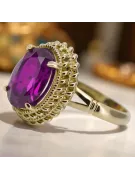 خاتم أميثست 14 كارت من الذهب الأصفر فينتاج vrc068y